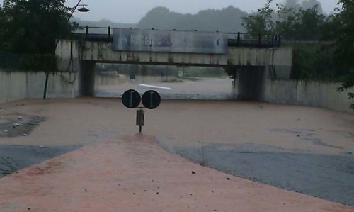 Un sottopasso della Casilina allagato, all'altezza di Valmontone